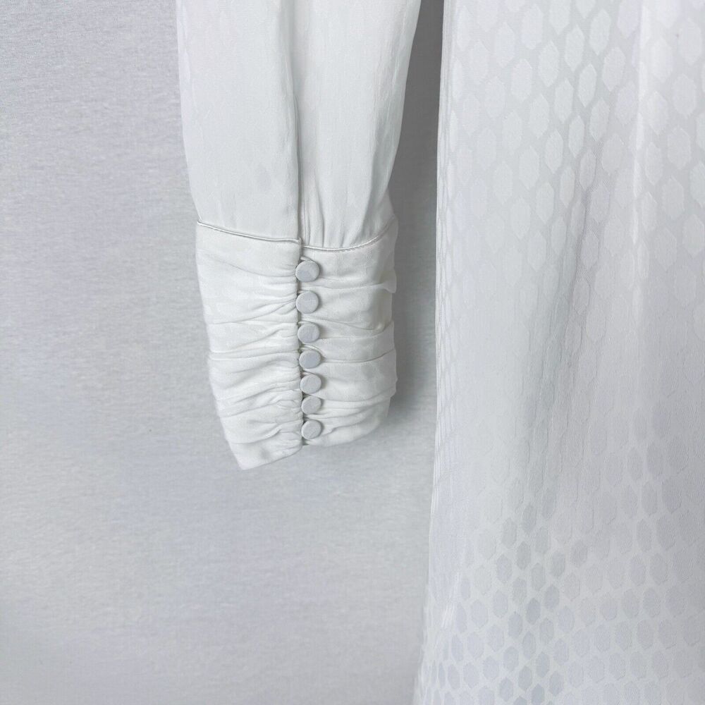 ALEXIS Lindon White Jacquard Shirt Mini Dress Long Sleeve Cocktail Bridal Large - Picture 5 of 8